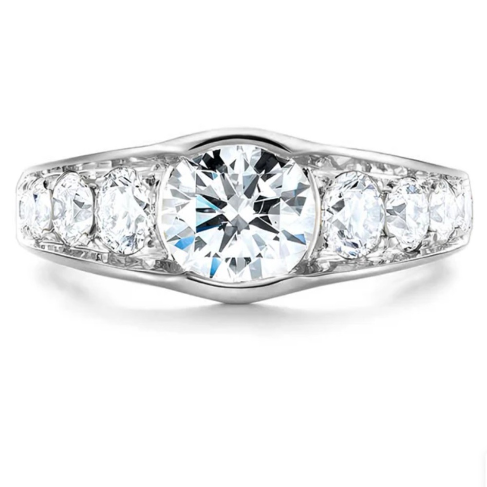 1 carat center stone certified moissanite ring.